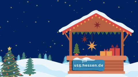 Traumkulisse im Winter Weihnachtsmarktstand in einer Winterlandschaft